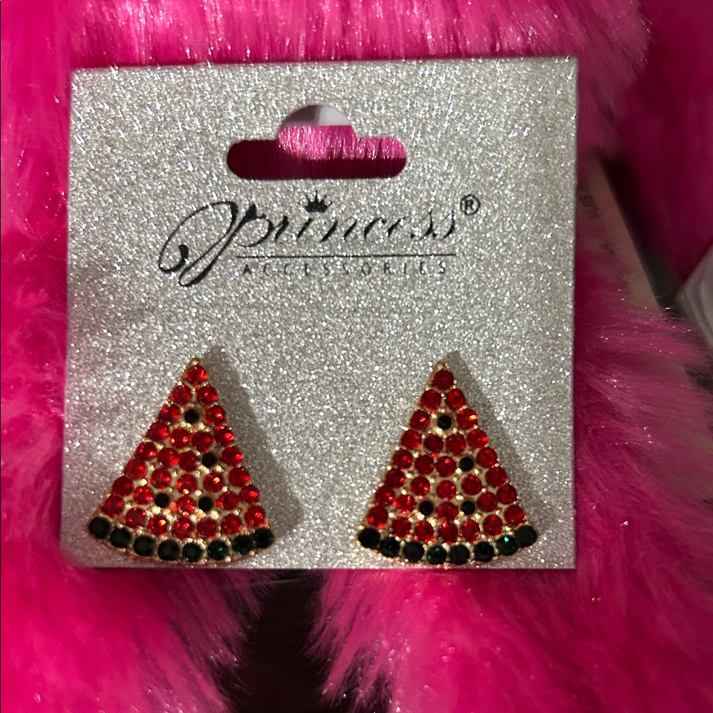 Princess Accessories Red And Black Triangle Earrings